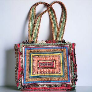 Kala Raksha Bollywood Tote Bag, Handmade, Unique Multicolored Cultural Tote Bag
